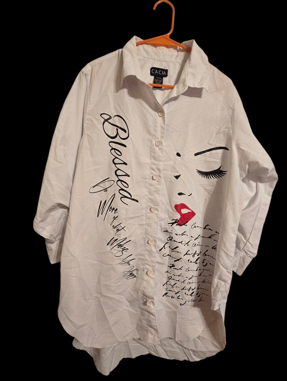 Modern White Graphic Button Down